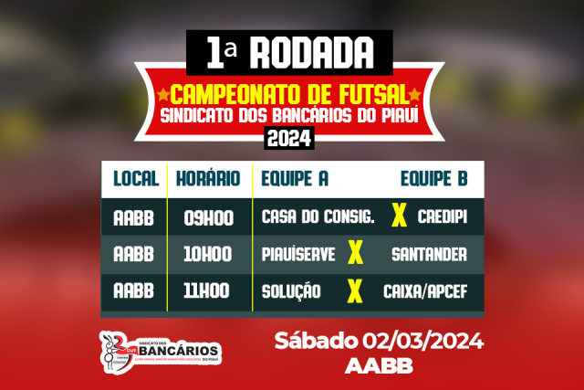 Campeonato de Futsal do SEEBF/PI 2024 terá inicio esse sábado (02) na AABB