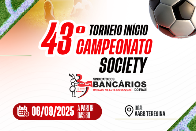 Acontece neste sábado (06/09) o Torneio-Início do Campeonato de Futebol Society do SEEBF/PI